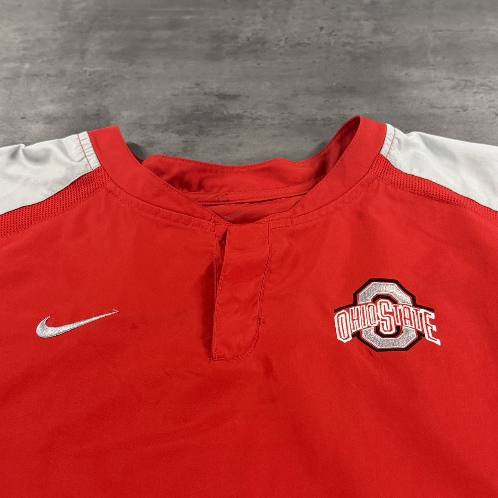 Ohio State Buckeyes Shirt Jacket Men L Red Blade Collar Coach ShortSleeve WarmUp